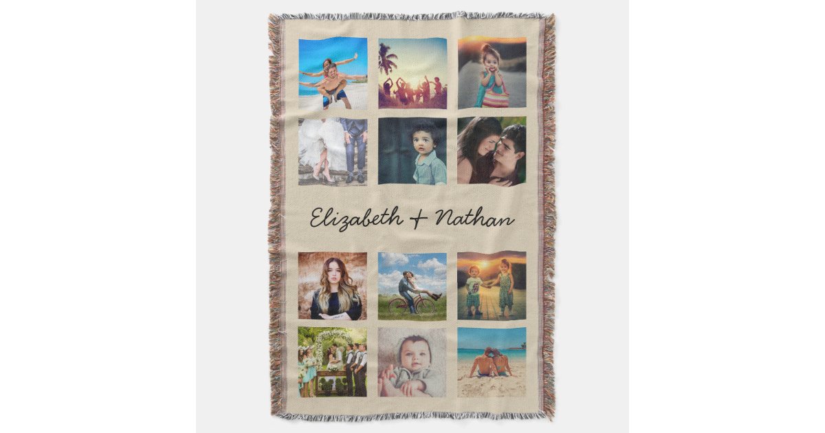 Create Your Own Custom 12 Photo Collage Family Pet Throw ...
