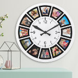 Create Your Own Custom 12 Photo Collage Family Round Clock<br><div class="desc">Create your own personalized 12 photo Insta photo collage wall clock with your custom images. Add your favorite photos, designs or artworks to create something really unique. To edit this design template, click 'Change' and upload your own image as shown above. Click 'Customize' button to add more text or images,...</div>