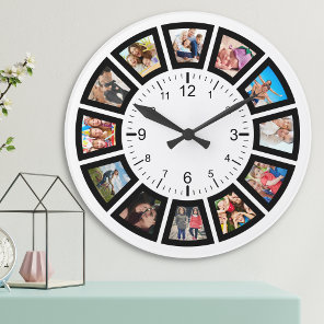 Create Your Own Custom 12 Photo Collage Family Round Clock