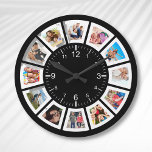 Create Your Own Custom 12 Photo Collage Family Round Clock<br><div class="desc">Create your own personalized 12 photo photo collage wall clock with your custom images. Add your favorite photos, designs or artworks to create something really unique. To edit this design template, click 'Change' and upload your own image as shown above. Click 'Customize' button to add more text or images, customize...</div>