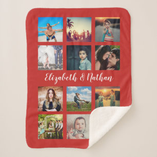 Create Your Own Custom 12 Photo Collage Family Sherpa Blanket