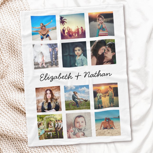 Create Your Own Custom 12 Photo Collage Keepsake Fleece Blanket (Creator Uploaded)