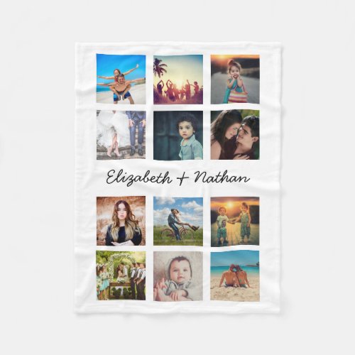 Create Your Own Custom 12 Photo Collage Keepsake Fleece Blanket