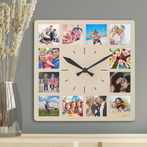 Create Your Own Custom 12 Photo Collage Keepsake Square Wall Clock