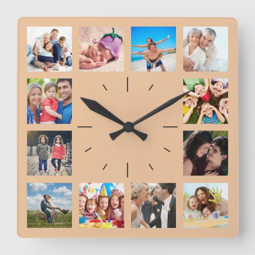 Create Your Own Custom 12 Photo Collage Keepsake Square Wall Clock