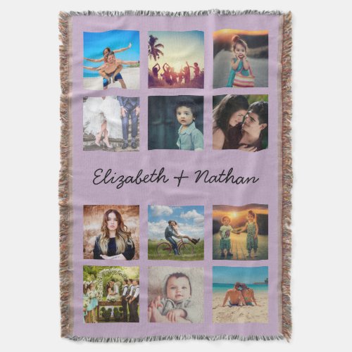 Create Your Own Custom 12 Photo Collage Keepsake Throw Blanket