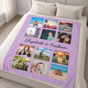 Create Your Own Custom 12 Photo Collage Lavender Fleece Blanket