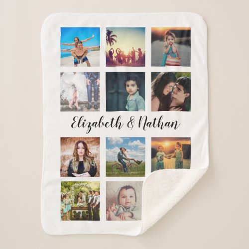 Create Your Own Custom 12 Photo Collage Memories Sherpa Blanket - Create your own personalized 12 photo collage blanket with your custom images and name. Add your favorite photos, designs or artworks to create something really unique. To edit this design template, upload your own images as shown above. You can even add more text or images, customize fonts and background color.
Treat yourself or make the perfect gift for family, friends, parents and grandparents!
