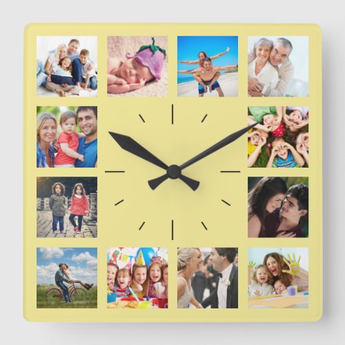 Create Your Own Custom 12 Photo Collage Memories Square Wall Clock