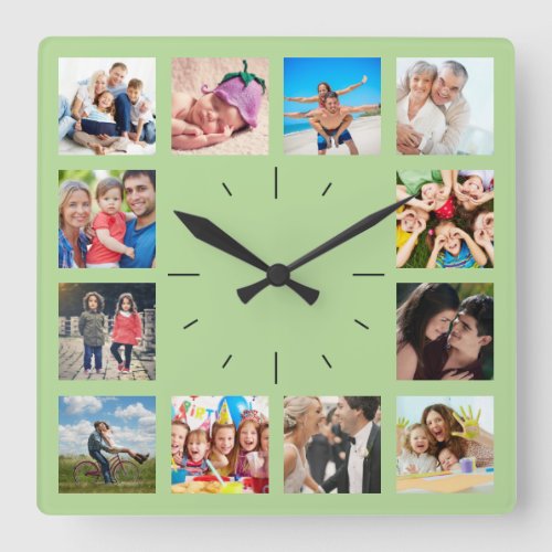 Create Your Own Custom 12 Photo Collage Memories Square Wall Clock