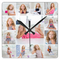 Create Your Own Custom 13 Photo Collage Family Square Wall Clock Create Your Own Custom 13 Photo Collage Family Square Wall Clock