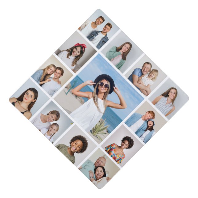 Create Your Own Custom 13 Photo Collage Graduation Cap Topper (Front)