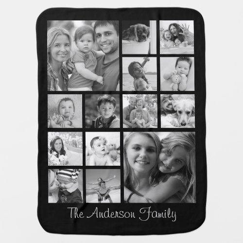 Create Your Own Custom 14 Family Photo Collage Baby Blanket - Create your own personalized 14 photo collage baby blanket with your custom images and name. Add your favorite photos, designs or artworks to create something really unique. To edit this design template, click 'Change' and upload your own image as shown above. Click 'Customize' button to add more text or images, customize fonts and background color.