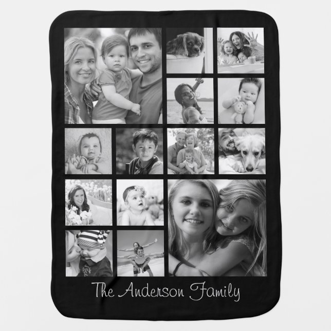 Create Your Own Custom 14 Family Photo Collage Baby Blanket (Front)