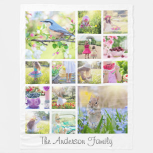 Create Your Own Custom 14 Photo Collage Family Fleece Blanket