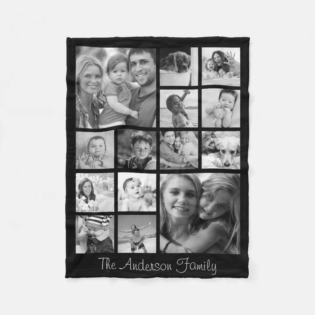 Create Your Own Custom 14 Photo Collage Family Fleece Blanket Zazzle