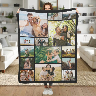 Create Your Own Custom 14 Photo Collage Fleece Blanket
