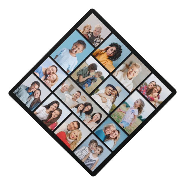 Create Your Own Custom 15 Photo Collage Graduation Cap Topper (Front)