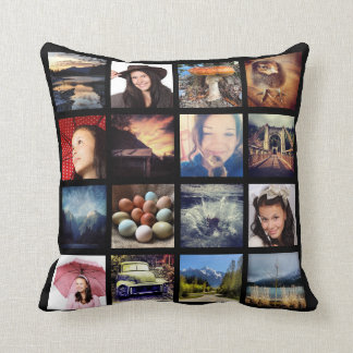 Create your Own Custom 16 Instagram Photo Collage Throw Pillow
