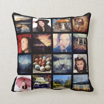 Create Your Own Custom 16 Instagram Photo Collage Throw Pillow by PartyHearty at Zazzle