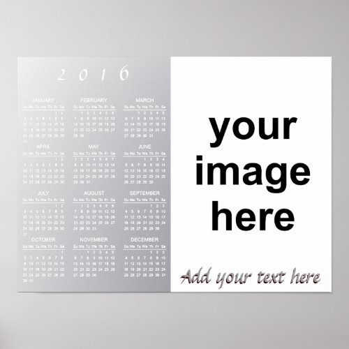 Create Your Own Custom 2016 Photo Calendar Poster