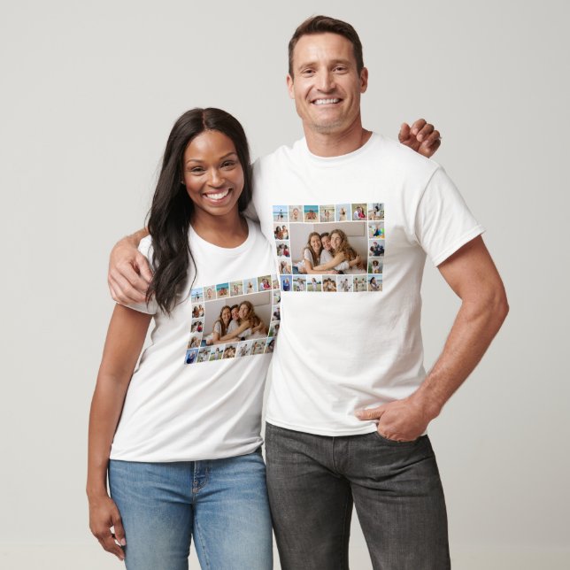 Create Your Own Custom 21 Photo Collage Unisex T-Shirt (Unisex)