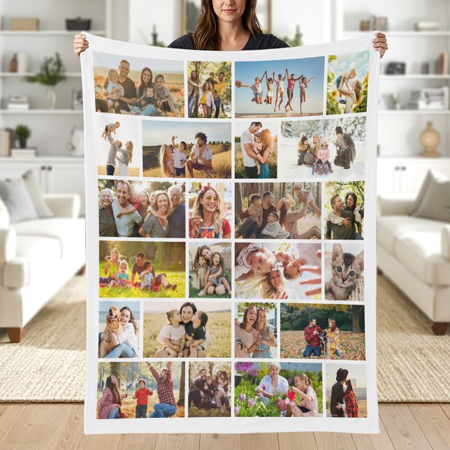 Create Your Own Custom 24 Photo Collage Fleece Blanket (Creator Uploaded)