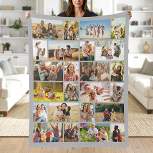 Create Your Own Custom 24 Photo Collage Fleece Blanket