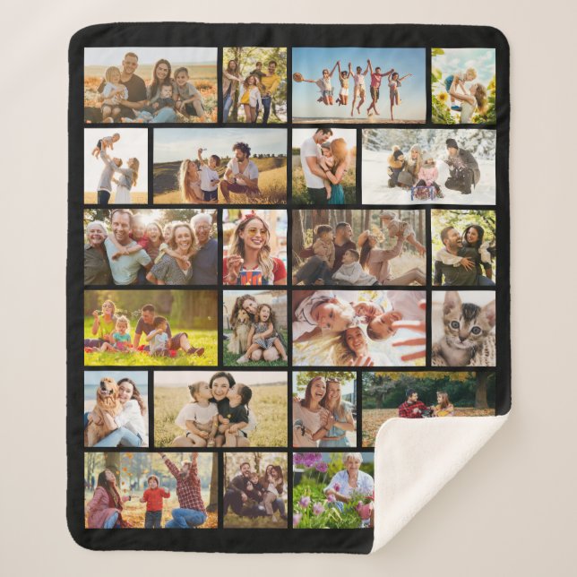 Create Your Own Custom 24 Photo Collage Sherpa Blanket (Front)