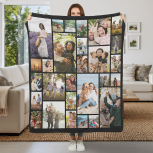 Create Your Own Custom 28 Photo Collage Fleece Blanket