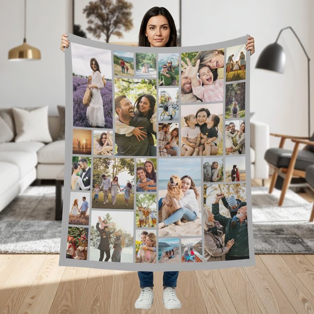 Create Your Own Custom 28 Photo Collage Fleece Blanket (Creator Uploaded)