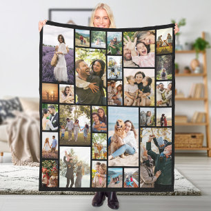 Create Your Own Custom 28 Photo Collage Fleece Blanket