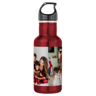 Create Your Own Custom 2 Photo Family Double Side  Stainless Steel Water Bottle