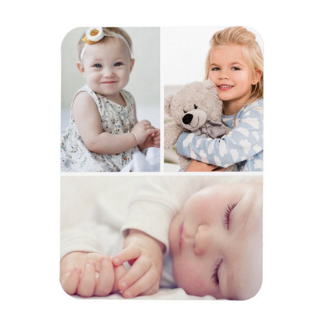 Create Your Own Custom 3 Family Photo Magnet (Vertical)