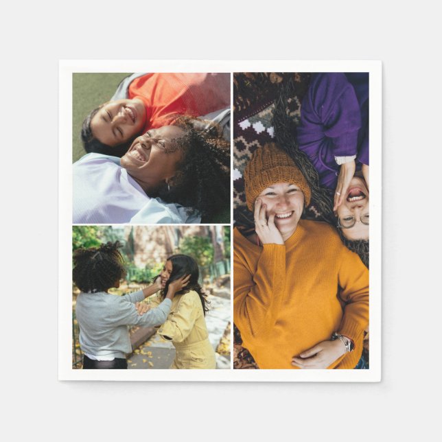 Create Your Own Custom 3 Photo Collage Napkins (Front)