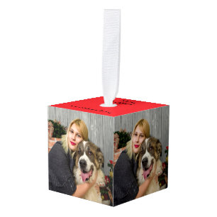 Create Your Own Custom 4 Photo Collage Cube Ornament