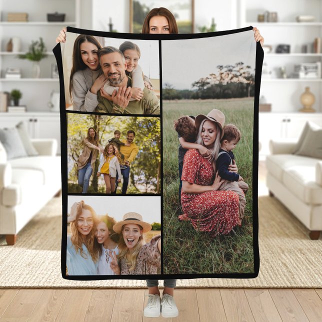 Create Your Own Custom 4 Photo Collage Fleece Blanket (Creator Uploaded)