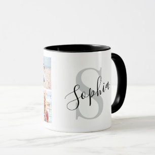 Create Your Own Custom 4 Photo Collage Monogram  Mug