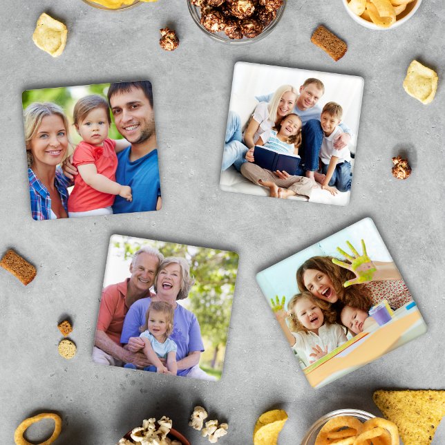 Create Your Own Custom 4 Photo Family Keepsake Coaster Set (Creator Uploaded)