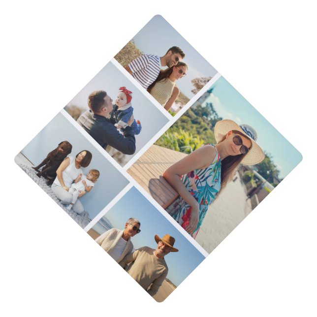 Create Your Own Custom 5 Photo Collage Graduation Cap Topper (Front)