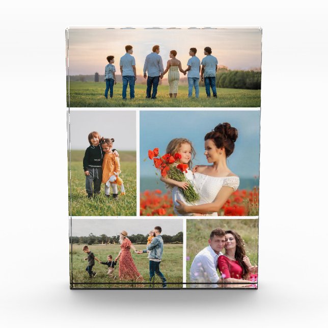 Create Your Own Custom 5 Photo Collage Photo Block (Front)