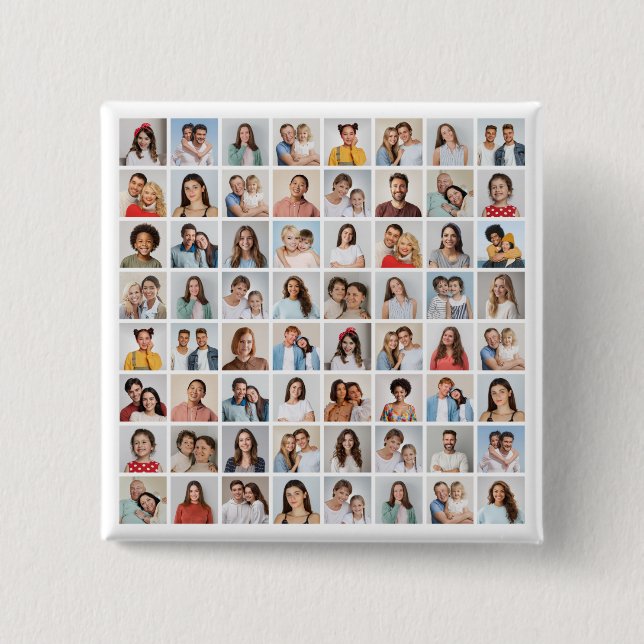 Create Your Own Custom 64 Photo Collage Button (Front)