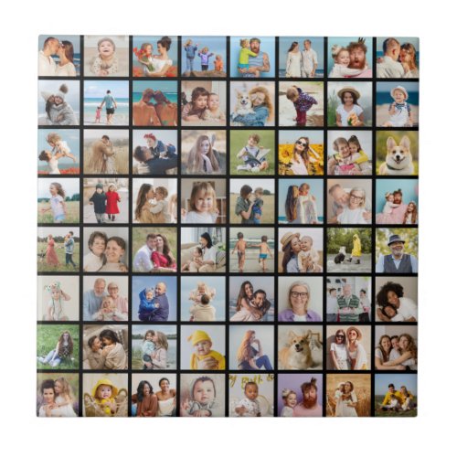 Create Your Own Custom 64 Photo Collage Ceramic Tile