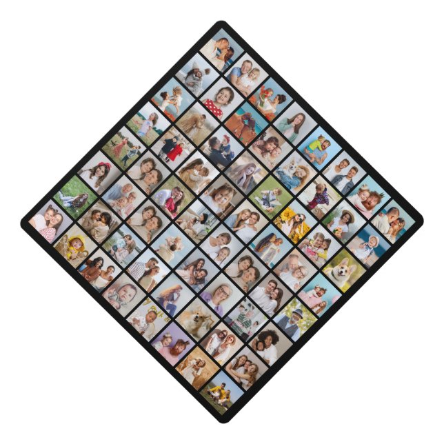 Create Your Own Custom 64 Photo Collage Graduation Cap Topper (Front)