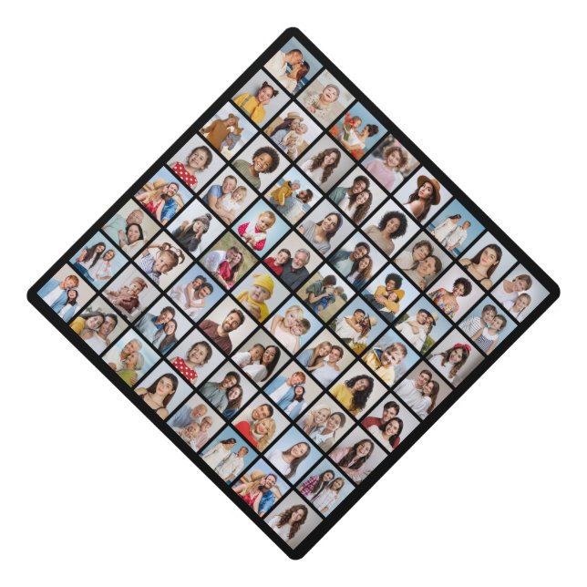Create Your Own Custom 64 Photo Collage Graduation Cap Topper (Front)