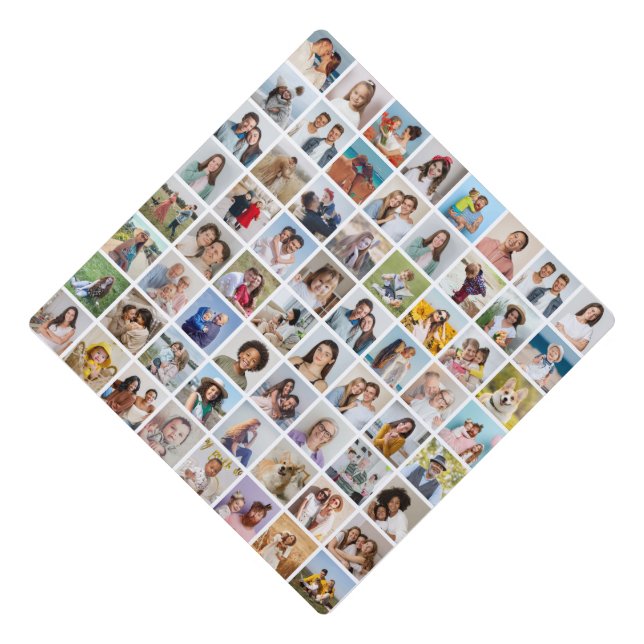 Create Your Own Custom 64 Photo Collage Graduation Cap Topper (Front)