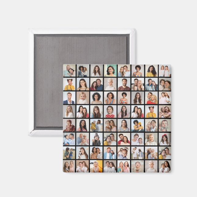 Create Your Own Custom 64 Photo Collage Magnet (Front/Back)