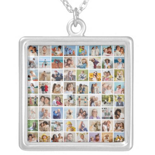 Create Your Own Custom 64 Photo Collage Silver Plated Necklace