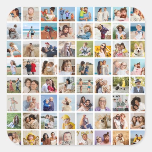 Create Your Own Custom 64 Photo Collage Square Sticker