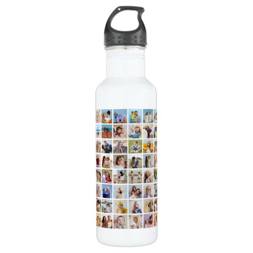 Create Your Own Custom 64 Photo Collage Stainless Steel Water Bottle